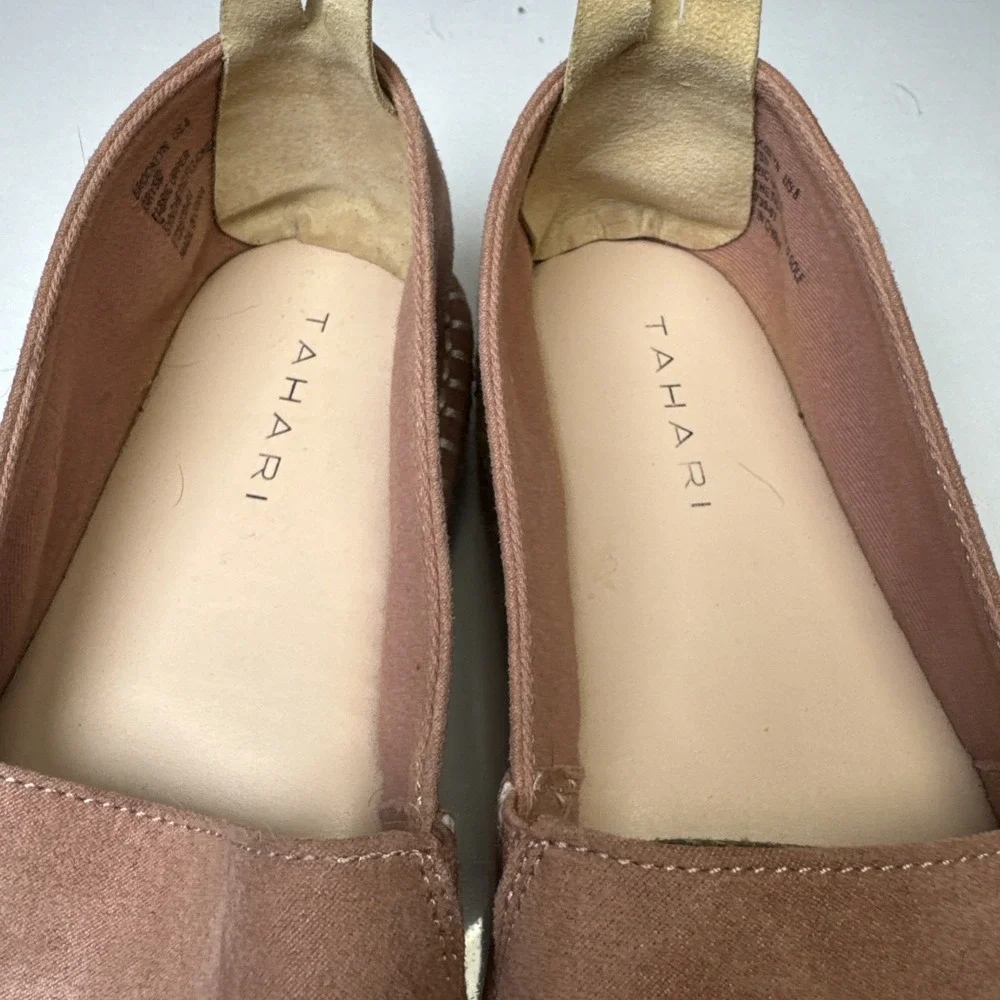 Tahari Womens Dusty Rose Brooklyn Espadrilles‎ Sz 8 Fall Platform Heel Slip On